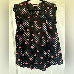 Anthropologie Pleione Floral Cap Sleeve Blouse ,Size S